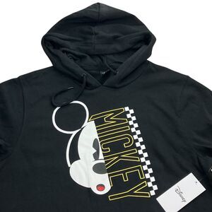 Disney Mickey Mouse Hoodie Mens M Black Graphic Pullover Sweatshirt Checkered